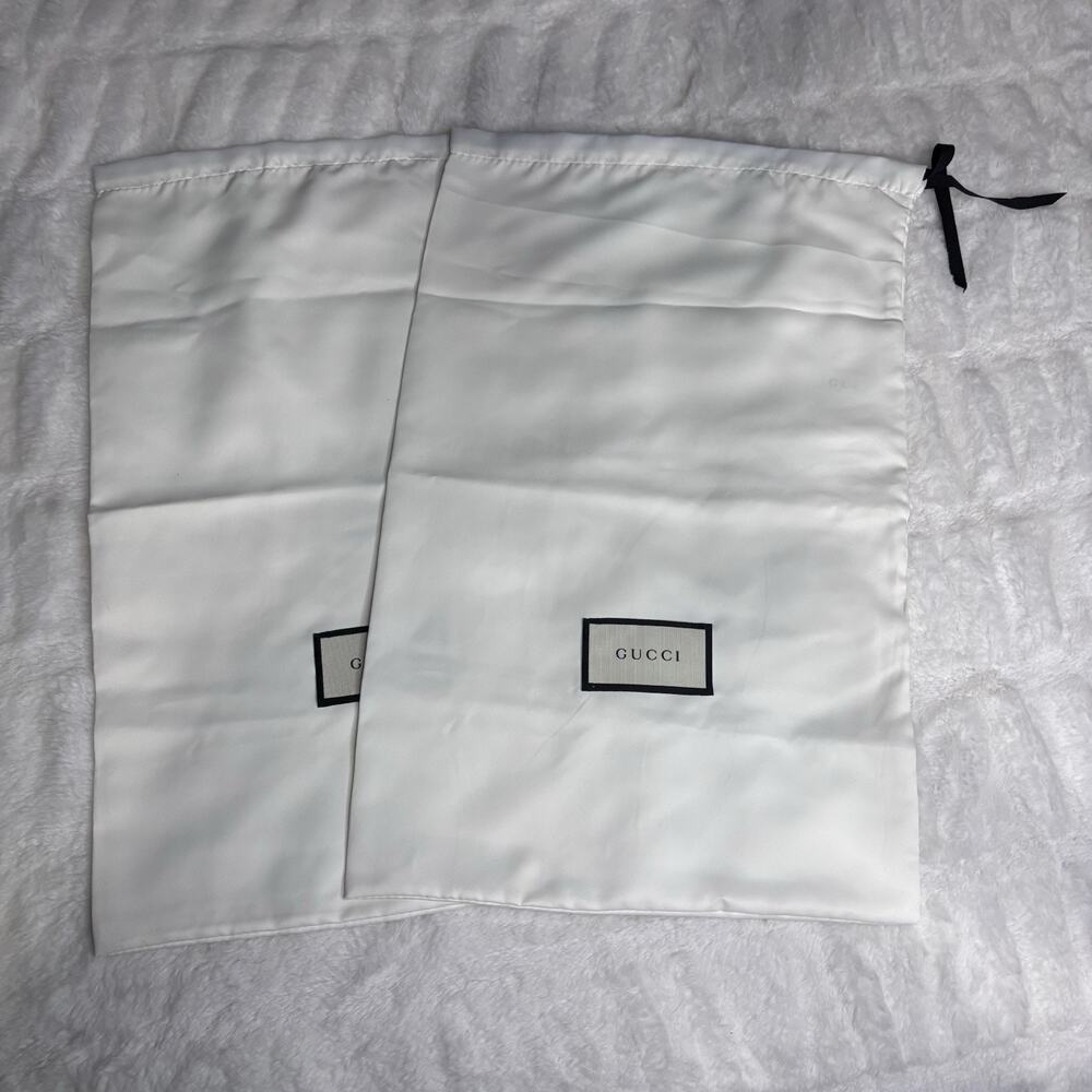 GUCCI Dust Bag Drawstring Shoe Dustbag Set White 11.25 x 17.75 in